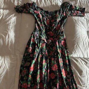 Floral Print Vintage Dress with Puff Sleeves